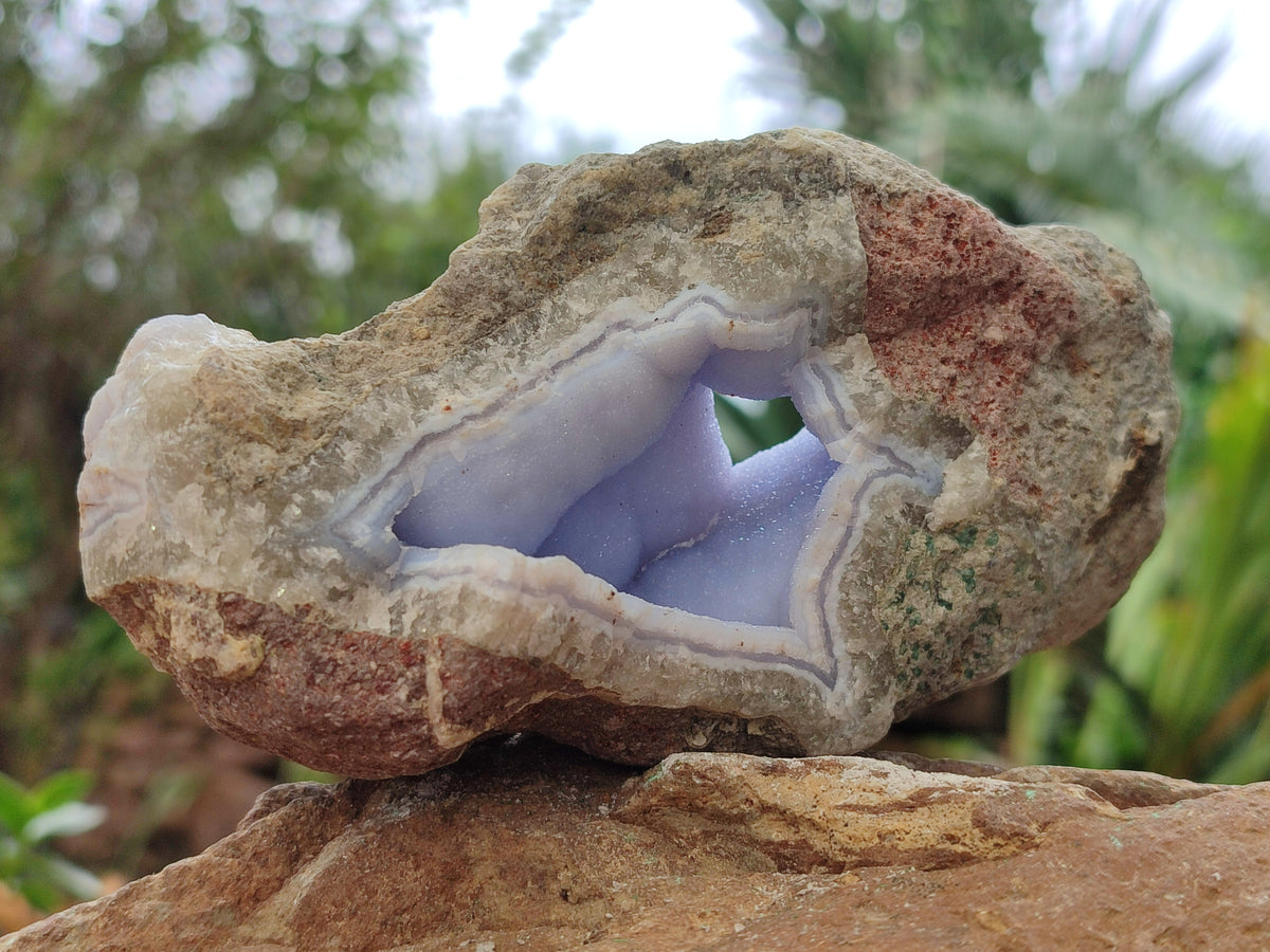 Natural Blue Lace Agate Geode Specimens x 6 From Nsanje, Malawi - Toprock Gemstones and Minerals 