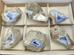Natural Blue Lace Agate Geode Specimens x 6 From Nsanje, Malawi - Toprock Gemstones and Minerals 