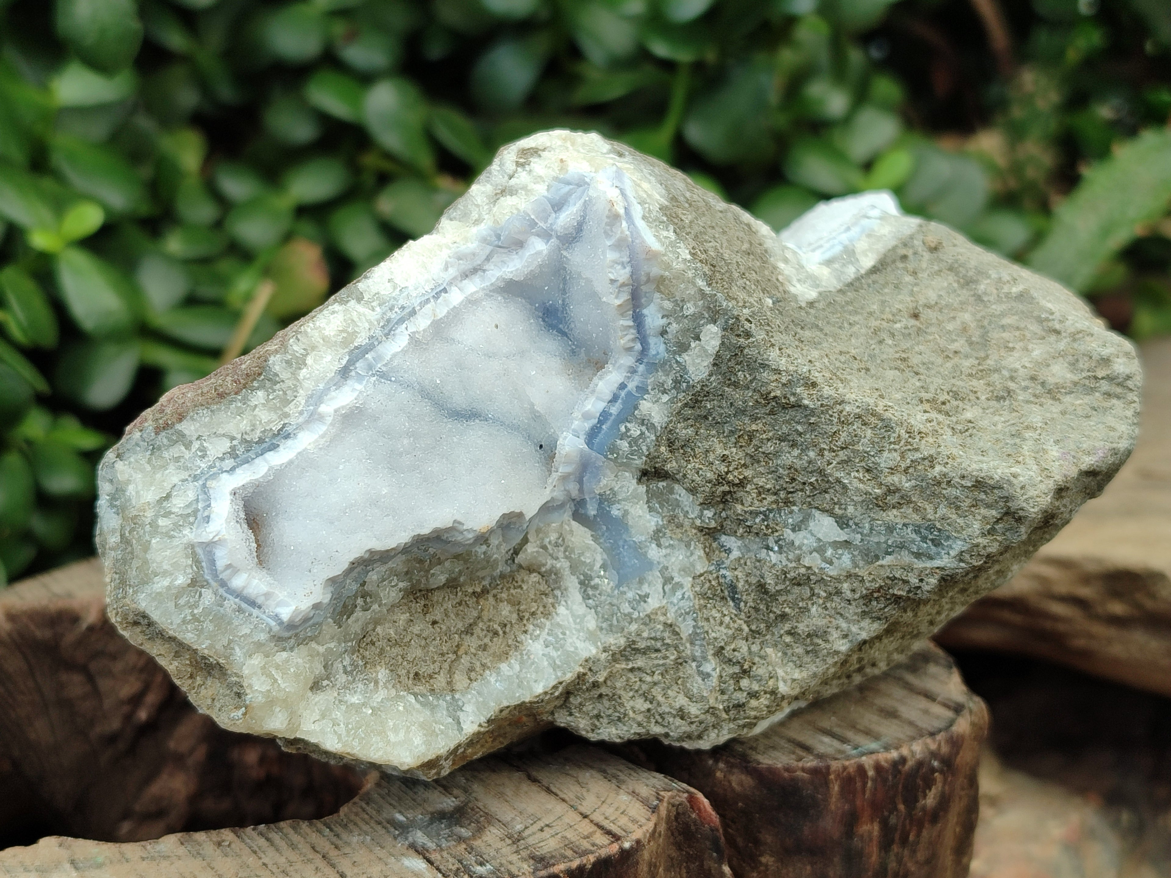Natural Blue Lace Agate Geode Specimens x 6 From Nsanje, Malawi - Toprock Gemstones and Minerals 