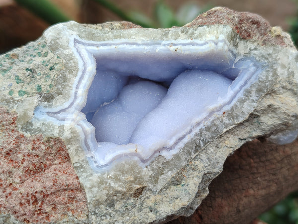 Natural Blue Lace Agate Geode Specimens x 6 From Nsanje, Malawi