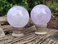 Polished Blue Girasol Rose Quartz Spheres x 4 From Madagascar