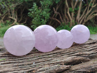 Polished Blue Girasol Rose Quartz Spheres x 4 From Madagascar