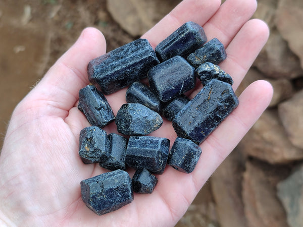 Natural Alluvial Schorl Black Tourmaline Crystals x 2.02 Kg Lot From Zimbabwe