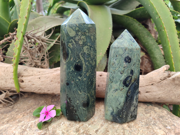 Polished Stromatolite Jasper Points x 2 From Katsepy, Madagascar