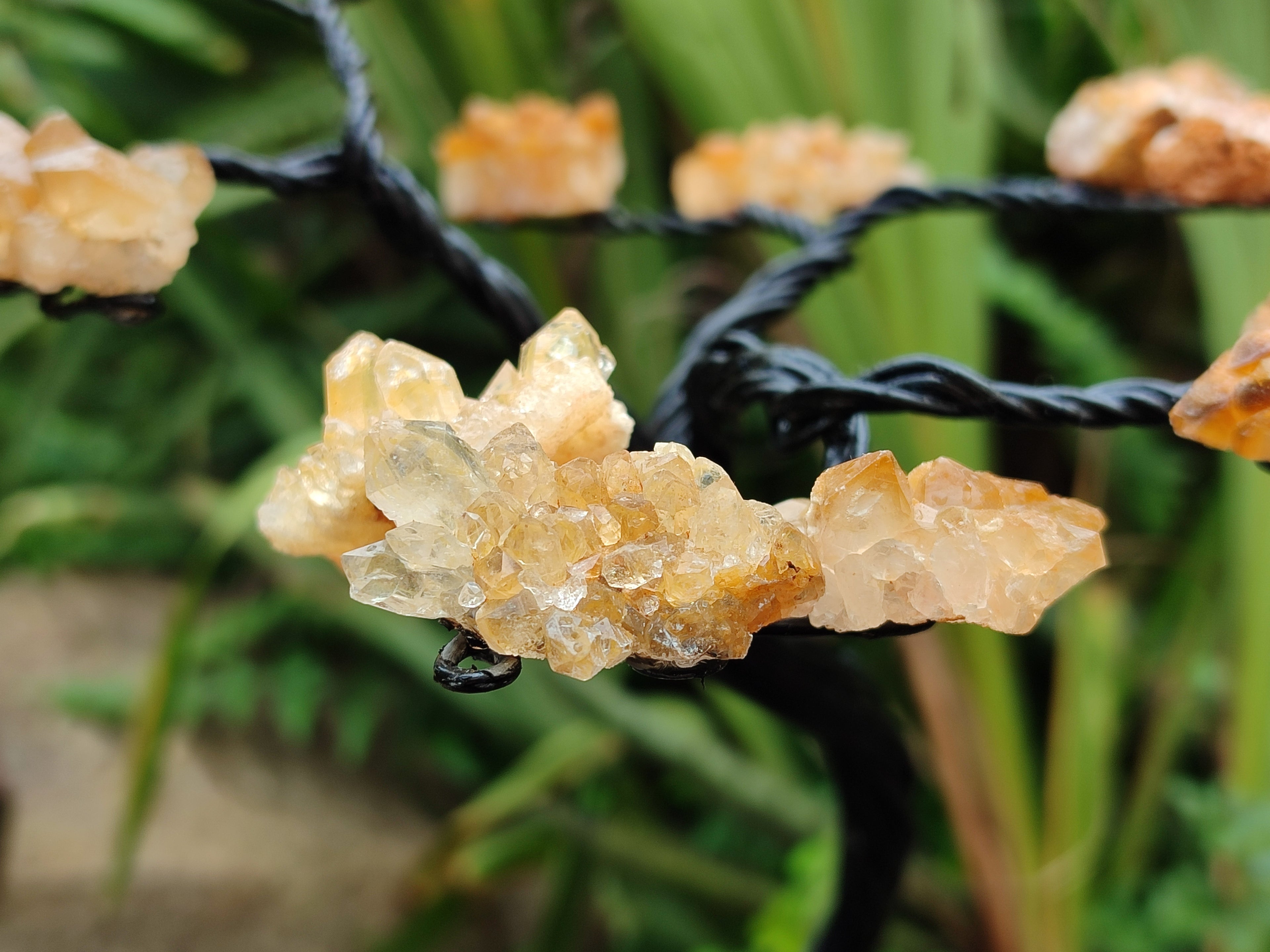Hand Made Limonite Copper Wire Wrap Tree On Cobbed Crystal Base From KwaZulu, Natal, South Africa - Toprock Gemstones and Minerals 
