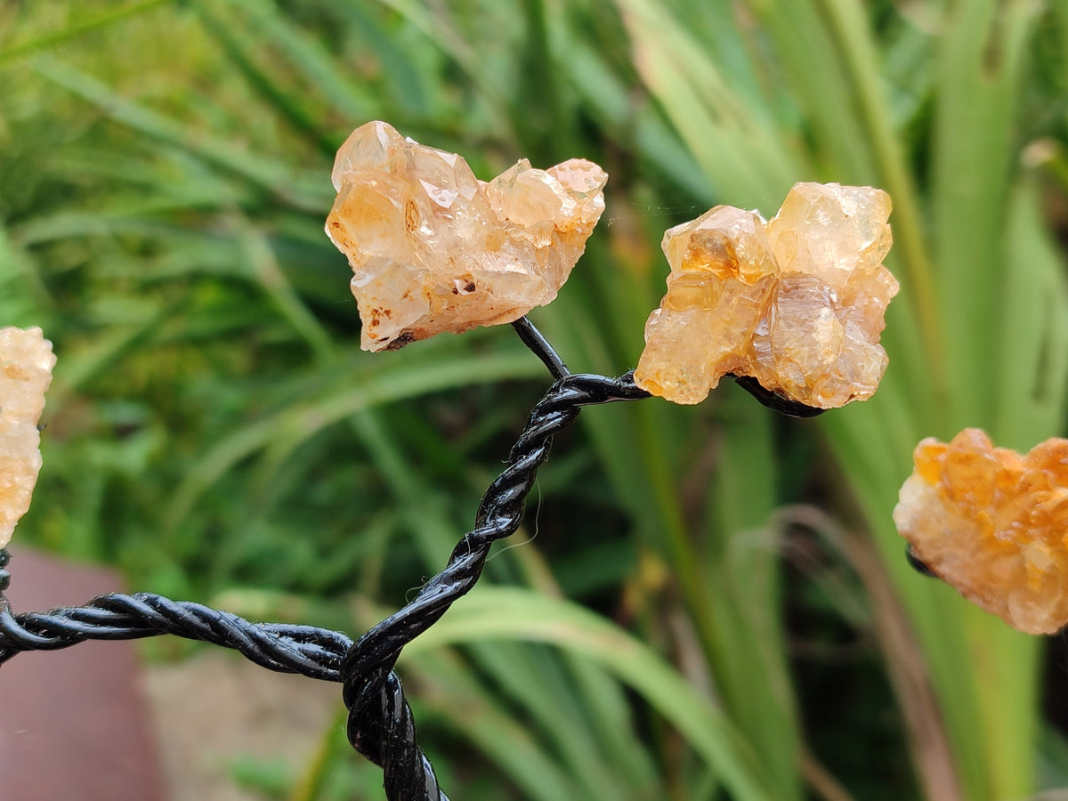 Hand Made Limonite Copper Wire Wrap Tree On Cobbed Crystal Base From KwaZulu, Natal, South Africa - Toprock Gemstones and Minerals 