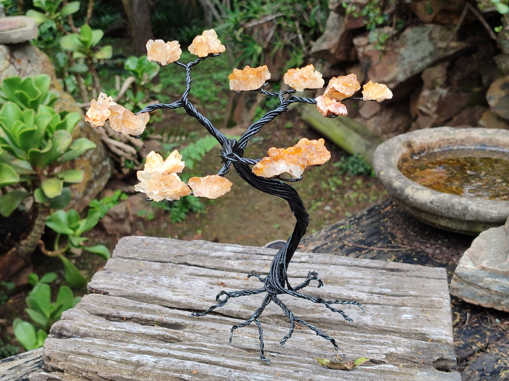 Hand Made Limonite Copper Wire Wrap Tree On Cobbed Crystal Base From KwaZulu, Natal, South Africa - Toprock Gemstones and Minerals 