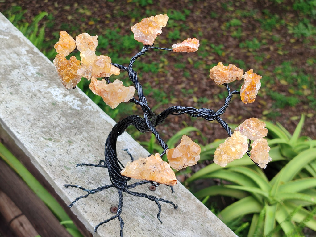 Hand Made Limonite Copper Wire Wrap Tree On Cobbed Crystal Base From KwaZulu, Natal, South Africa - Toprock Gemstones and Minerals 