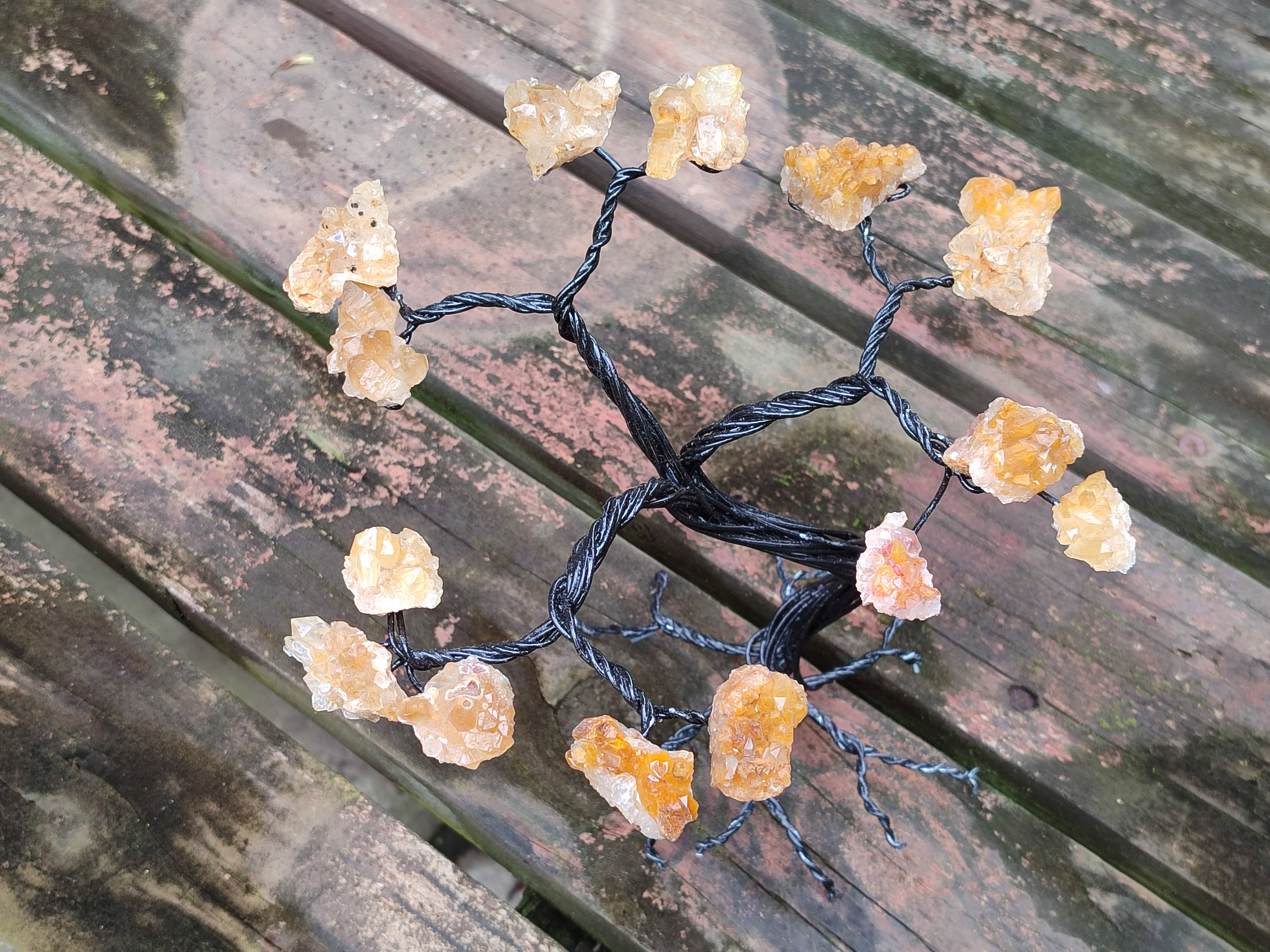 Hand Made Limonite Copper Wire Wrap Tree On Cobbed Crystal Base From KwaZulu, Natal, South Africa - Toprock Gemstones and Minerals 