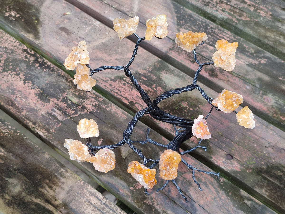 Hand Made Limonite Copper Wire Wrap Tree On Cobbed Crystal Base From KwaZulu, Natal, South Africa - Toprock Gemstones and Minerals 