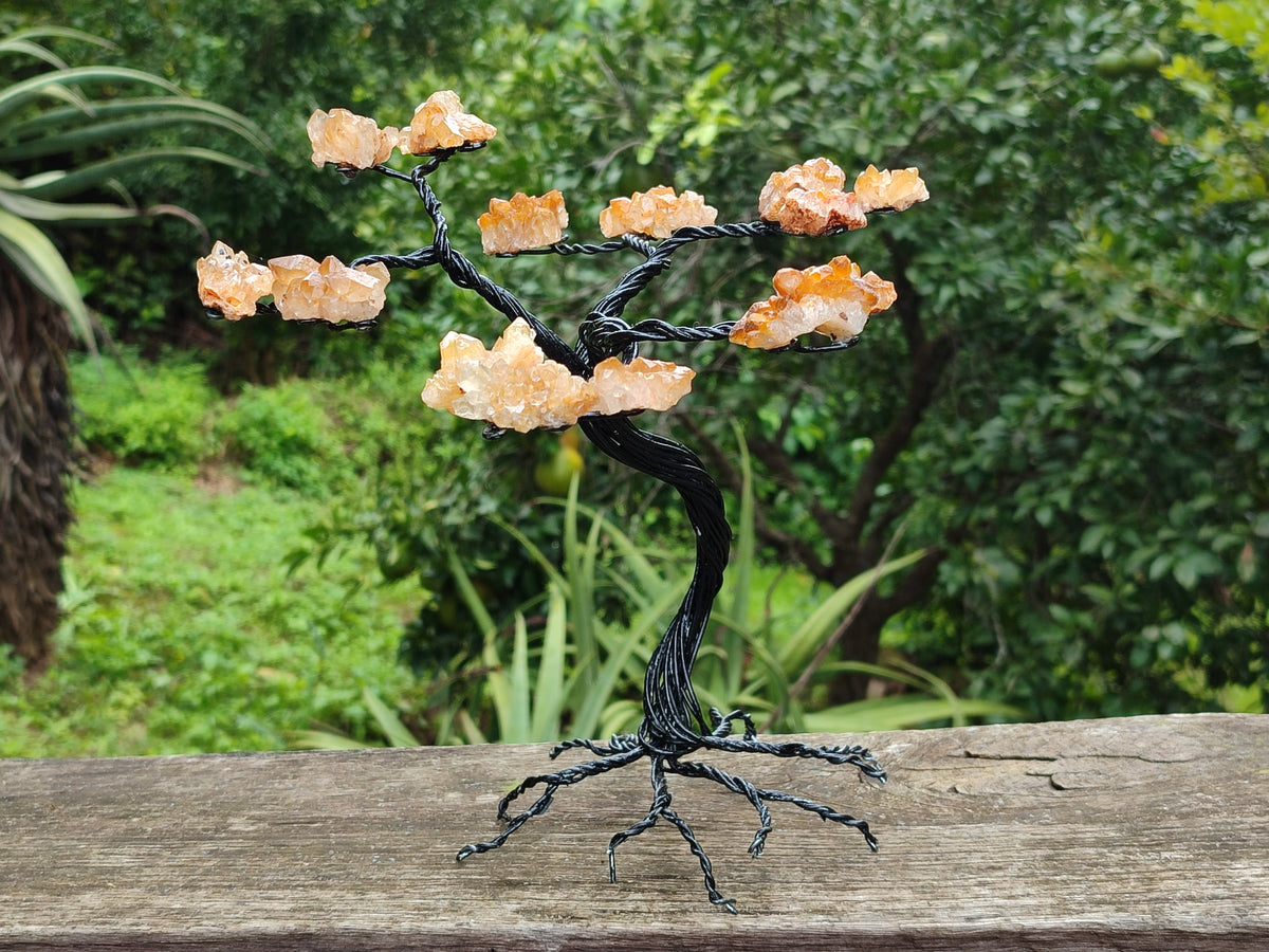 Hand Made Limonite Copper Wire Wrap Tree On Cobbed Crystal Base From KwaZulu, Natal, South Africa - Toprock Gemstones and Minerals 