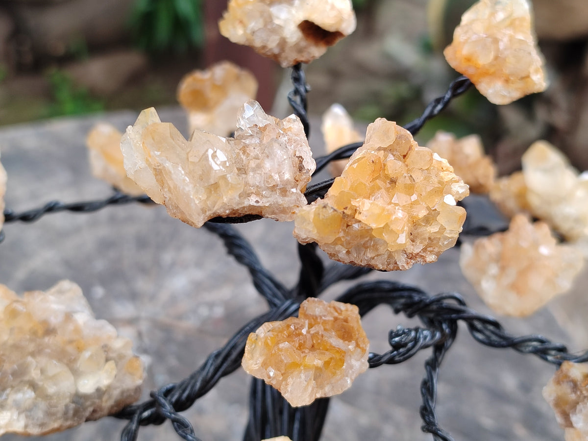 Hand Made Limonite Copper Wire Wrap Tree On Cobbed Crystal Base From KwaZulu, Natal, South Africa - Toprock Gemstones and Minerals 