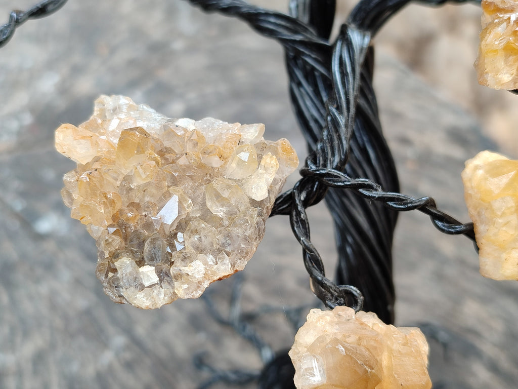 Hand Made Limonite Copper Wire Wrap Tree On Cobbed Crystal Base From KwaZulu, Natal, South Africa - Toprock Gemstones and Minerals 