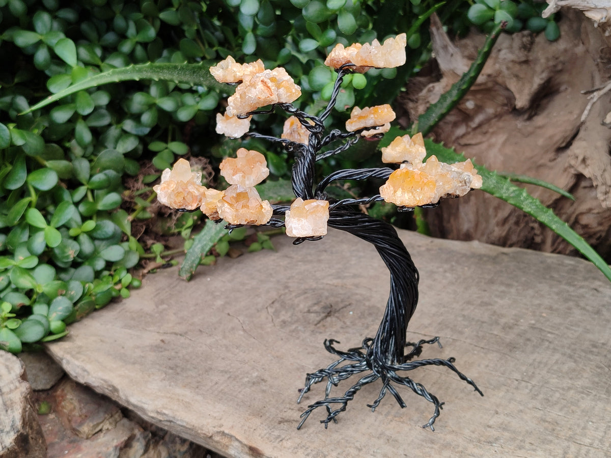 Hand Made Limonite Copper Wire Wrap Tree On Cobbed Crystal Base From KwaZulu, Natal, South Africa - Toprock Gemstones and Minerals 