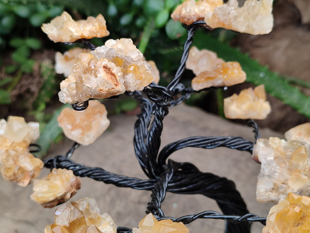 Hand Made Limonite Copper Wire Wrap Tree On Cobbed Crystal Base From KwaZulu, Natal, South Africa - Toprock Gemstones and Minerals 