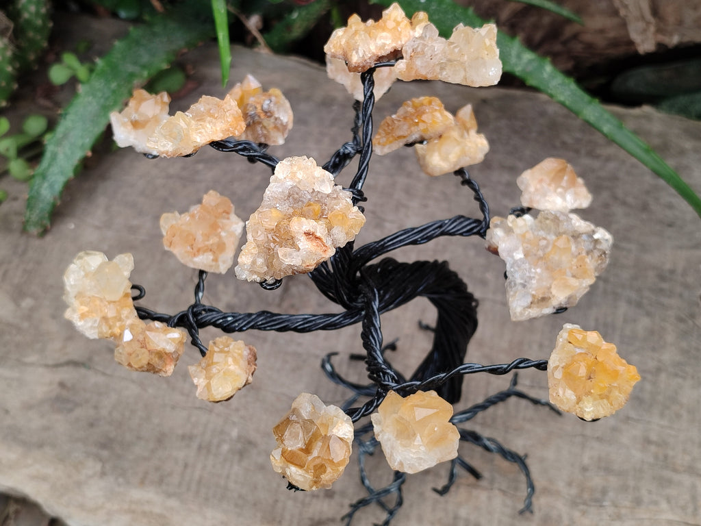 Hand Made Limonite Copper Wire Wrap Tree On Cobbed Crystal Base From KwaZulu, Natal, South Africa - Toprock Gemstones and Minerals 