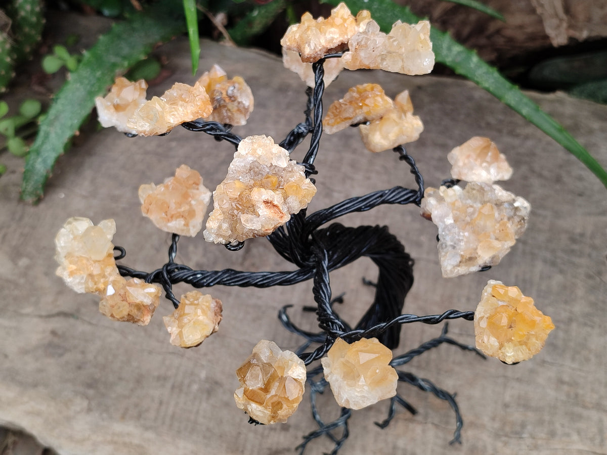 Hand Made Limonite Copper Wire Wrap Tree On Cobbed Crystal Base From KwaZulu, Natal, South Africa - Toprock Gemstones and Minerals 