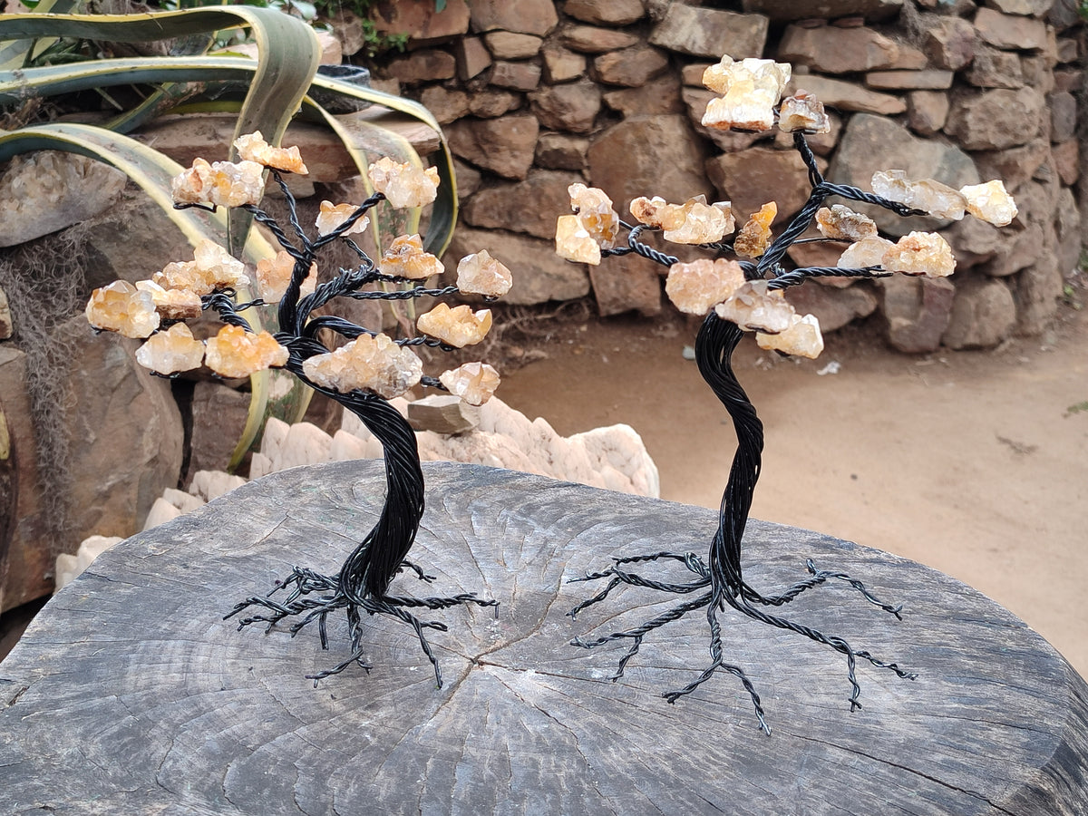 Hand Made Limonite Copper Wire Wrap Tree On Cobbed Crystal Base From KwaZulu, Natal, South Africa - Toprock Gemstones and Minerals 