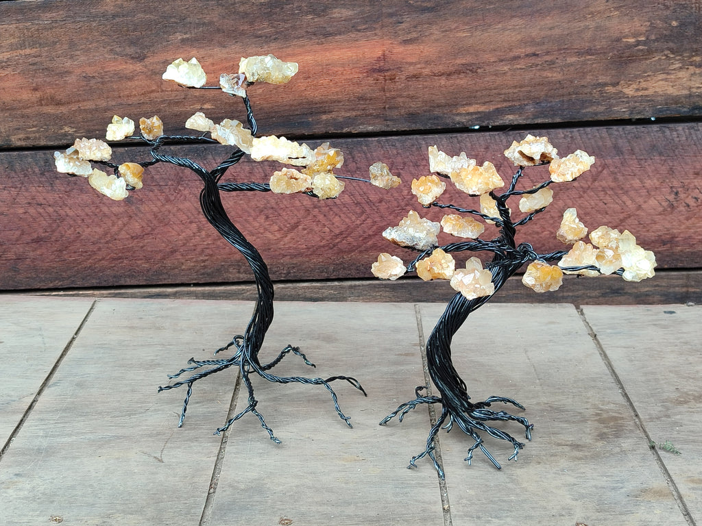 Hand Made Limonite Copper Wire Wrap Tree On Cobbed Crystal Base From KwaZulu, Natal, South Africa - Toprock Gemstones and Minerals 