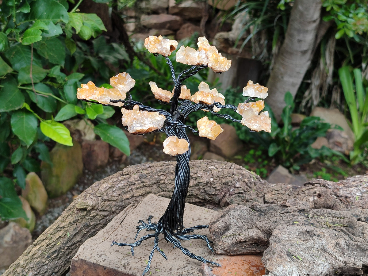 Hand Made Limonite Copper Wire Wrap Tree On Cobbed Crystal Base From KwaZulu, Natal, South Africa - Toprock Gemstones and Minerals 
