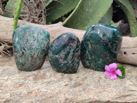 Polished Emerald Mica In Matrix Standing Free Forms x 3 From Mutoko, Zimbabwe - Toprock Gemstones and Minerals 