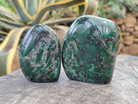 Polished Emerald Mica In Matrix Standing Free Forms x 3 From Mutoko, Zimbabwe - Toprock Gemstones and Minerals 
