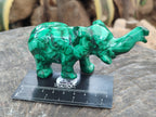 Hand Made Flower Banded Malachite Elephant Carving x 2 From Congo - Toprock Gemstones and Minerals 
