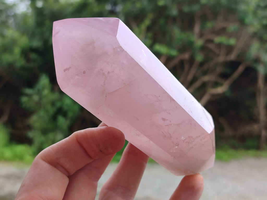 Polished Double Terminated Rose Quartz Points x 3 From Ambatondrazaka, Madagascar - Toprock Gemstones and Minerals 