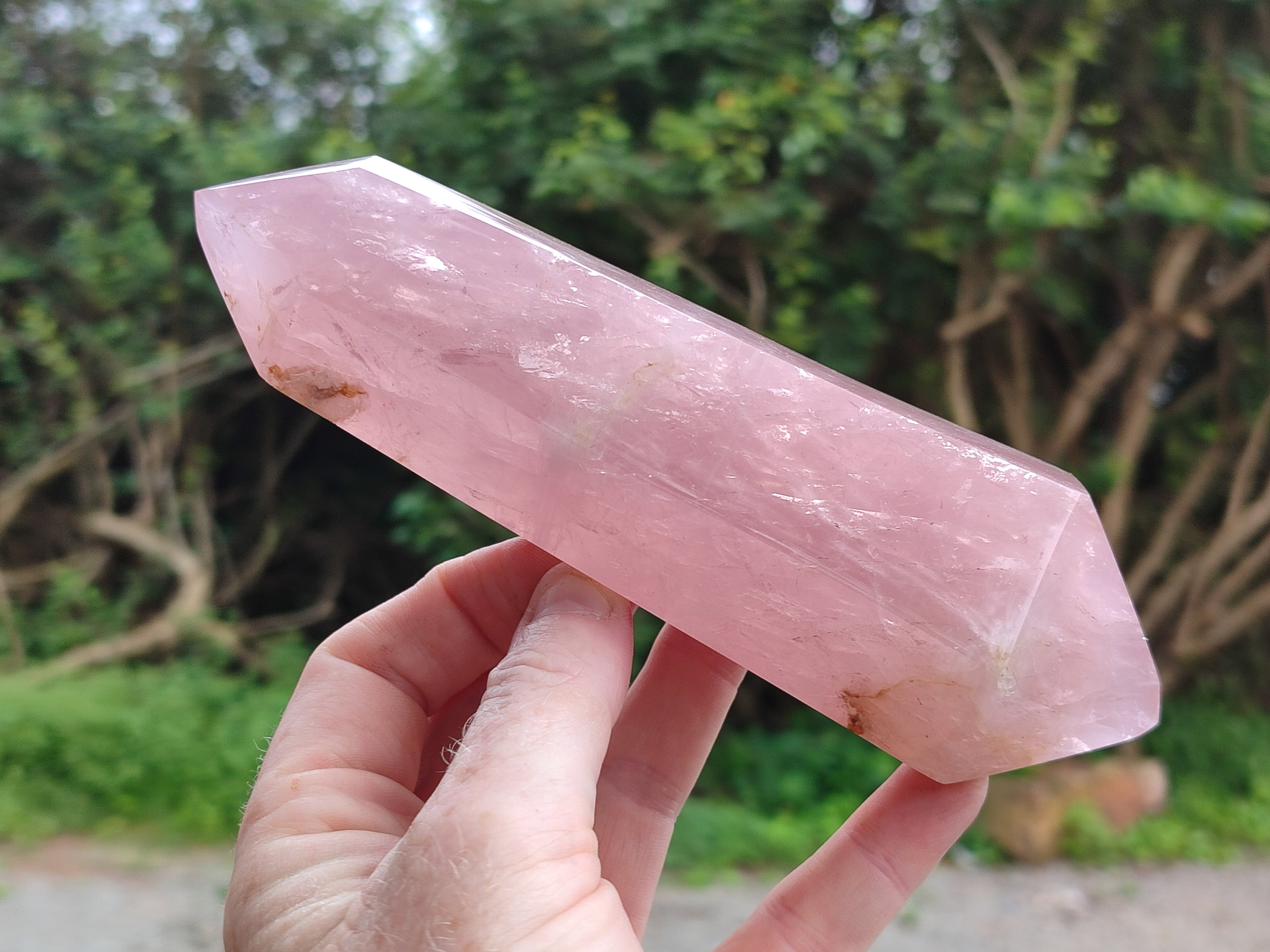 Polished Double Terminated Rose Quartz Points x 3 From Ambatondrazaka, Madagascar - Toprock Gemstones and Minerals 