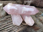 Polished Double Terminated Rose Quartz Points x 3 From Ambatondrazaka, Madagascar - Toprock Gemstones and Minerals 
