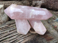 Polished Double Terminated Rose Quartz Points x 3 From Ambatondrazaka, Madagascar