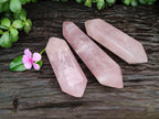 Polished Double Terminated Rose Quartz Points x 3 From Ambatondrazaka, Madagascar - Toprock Gemstones and Minerals 