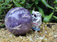 Polished Lepidolite with Pink Rubellite Spheres x 4 From Ambatondrazaka, Madagascar