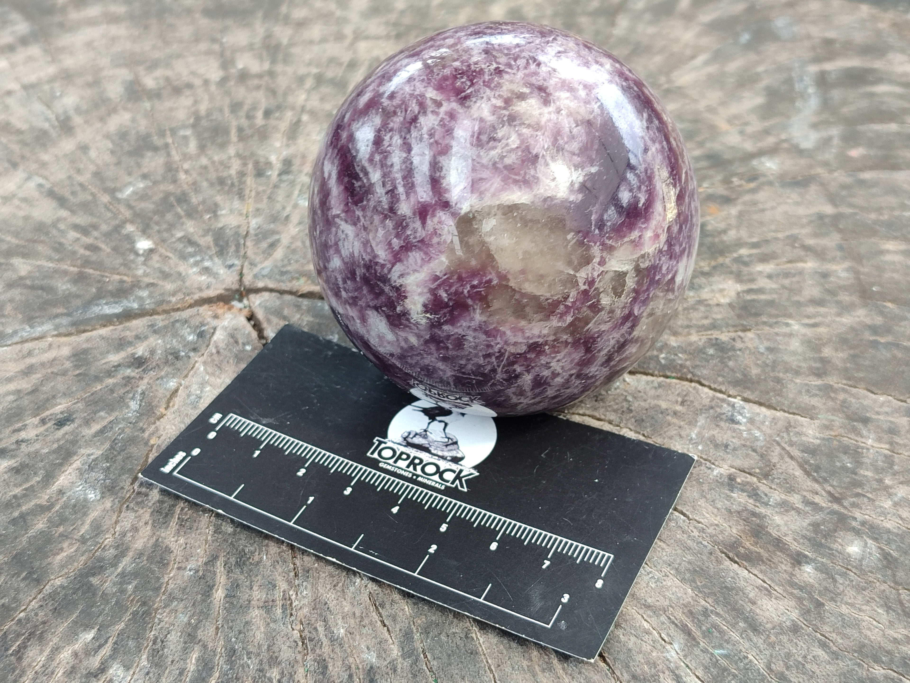 Polished Lepidolite with Pink Rubellite Spheres x 4 From Ambatondrazaka, Madagascar - Toprock Gemstones and Minerals 