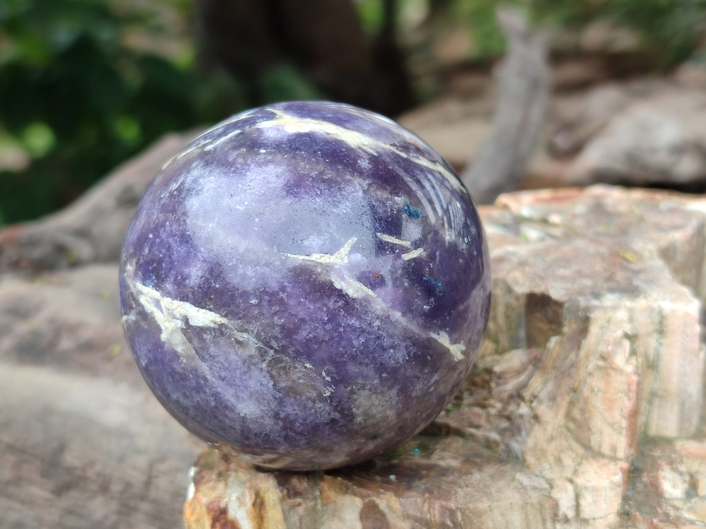 Polished Lepidolite with Pink Rubellite Spheres x 4 From Ambatondrazaka, Madagascar - Toprock Gemstones and Minerals 