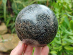 Polished Black Tourmaline Standing Free Forms and Sphere x 2 From Madagascar - Toprock Gemstones and Minerals 