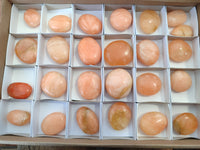 Polished Orange Twist Calcite Leaf Palm Stones x 25 From Maevantanana, Madagascar