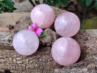 Polished Rose Quartz Spheres x 4 From Ambatondrazaka, Madagascar