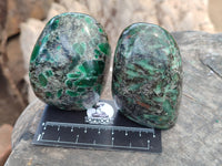 Polished Emerald Mica In Matrix Standing Free Forms x 4 From Mutoko, Zimbabwe - Toprock Gemstones and Minerals 