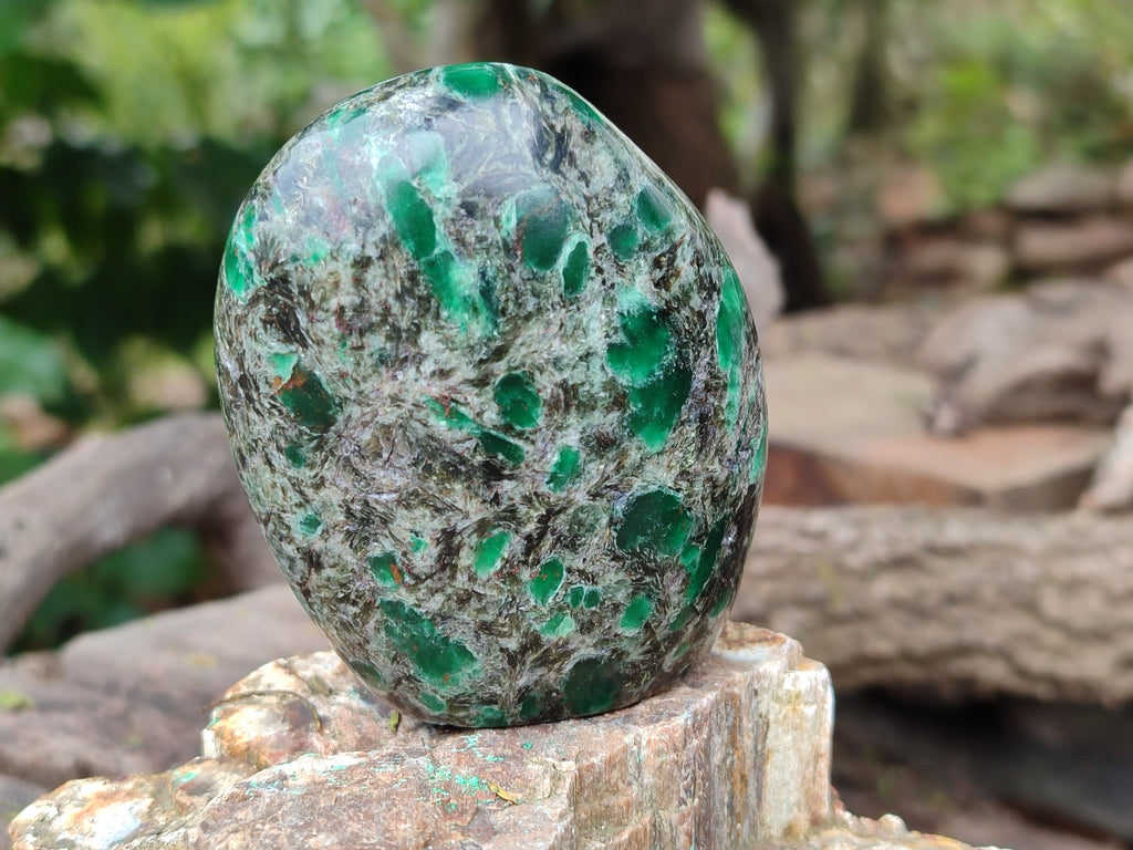 Polished Emerald Mica In Matrix Standing Free Forms x 4 From Mutoko, Zimbabwe - Toprock Gemstones and Minerals 