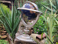 Hand Made Giant Mixed Gemstone Revolving World Globe with Metal Stand x 1 From China