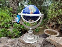 Hand Made Giant Mixed Gemstone Revolving World Globe with Metal Stand x 1 From China
