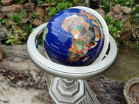 Hand Made Giant Mixed Gemstone Revolving World Globe with Metal Stand x 1 From China