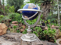 Hand Made Giant Mixed Gemstone Revolving World Globe with Metal Stand x 1 From China