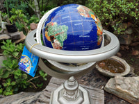 Hand Made Giant Mixed Gemstone Revolving World Globe with Metal Stand x 1 From China