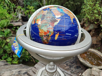 Hand Made Giant Mixed Gemstone Revolving World Globe with Metal Stand x 1 From China