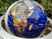 Hand Made Giant Mixed Gemstone Revolving World Globe with Metal Stand x 1 From China