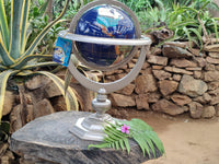 Hand Made Giant Mixed Gemstone Revolving World Globe with Metal Stand x 1 From China