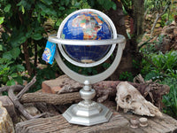 Hand Made Giant Mixed Gemstone Revolving World Globe with Metal Stand x 1 From China
