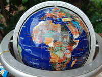 Hand Made Giant Mixed Gemstone Revolving World Globe with Metal Stand x 1 From China